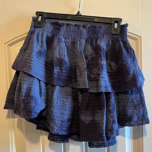 Women’s aerie ruffled blue tye dye skirt size M with tags.  Has lining.